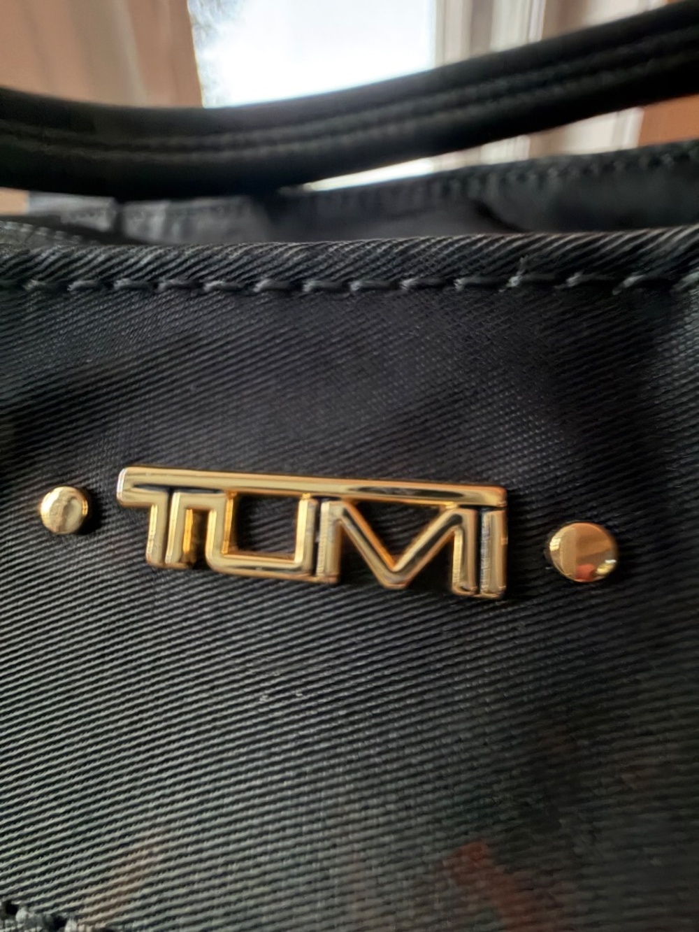 TUMI Black Nylon Tote / Crossbody Bag (Retired Voyager Model) – Gold Hardware - Picture 4 of 12